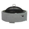 thumbnail image 1 of Sunnydaze Outdoor Large Round Faux Stone Fire Pit with Handles, Log Poker, and Spark Screen - 36" - Ash, 1 of 7