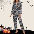 thumbnail image 5 of Womens Halloween Pajamas 2 Piece Set Funny Print Long Sleeve Button Sleepwear Comfy Long Pants Relaxed Fit Womens Pj Set, 5 of 5