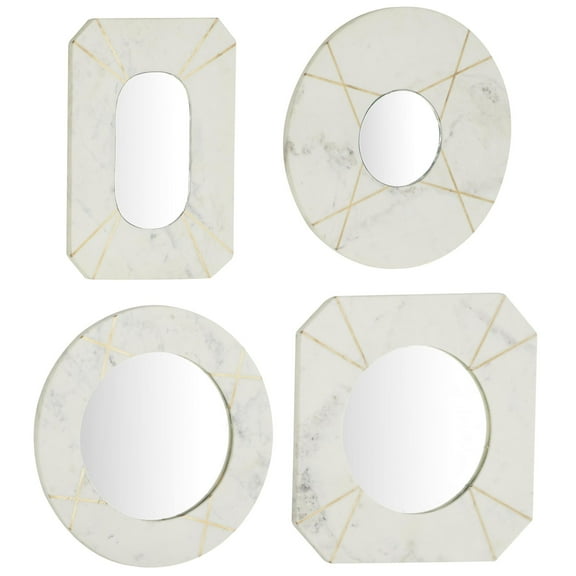DecMode 16"H White Wall Mirror, Set of 4