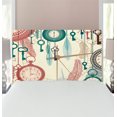 thumbnail image 1 of Antique Headboard, Traditional Pocket Watches with Feather and Old Key Portable Time Flies Art Theme, Upholstered Decorative Metal Bed Headboard with Memory Foam, Twin Size, Multicolor, by Ambesonne, 1 of 4