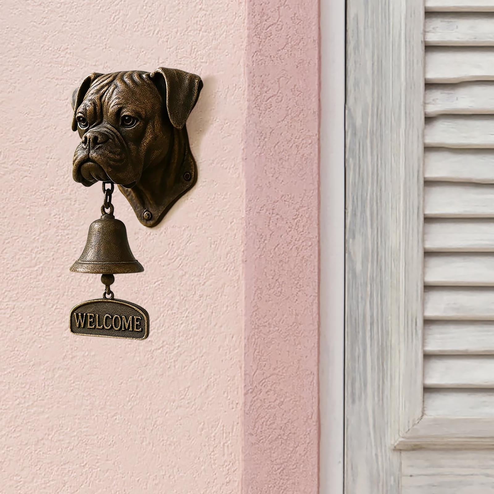 Western White Terrier Emblem Welcome Doorbell, Decorative Porch and Garden Chime with Antique Finish and Gentle Ring, Unique Door Ornament for Front Doors Home and Outdoor Spaces