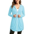 thumbnail image 5 of ClodeEU Women's Zip Long Sleeve Hooded UV Protection Long Jacket ,Casual Solid Color Coat with Pockets Light Blue,Women's Plus L, 5 of 6