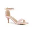 thumbnail image 1 of BLISSFUL STEP Women's Shoes Kitten Heel Ankle Strap Open Toe Sandals Pink 7.5, 1 of 7