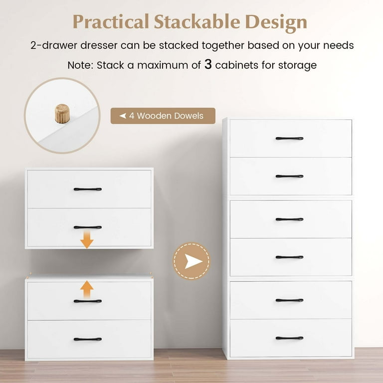 Costway 2-Drawer Stackable Storage Organizer with Anti-Topping Kits Stacking Drawer Chest Costway 2-Drawer Stackable Storage Organizer with Anti-Topping Kits Stacking Drawer Chest