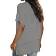 thumbnail image 6 of kytmyeq Women's Fashion Casual Solid Color V-Neck Short Sleeve Top Blouse, 6 of 6