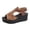 Brown, variant on Rokment Wedges Gladiator Sandals for Women Beach Vintage Casual Color Block Leather Peep Toe Ankle Strap Platform Chunky Heeled Slingback Dress Summer Shoes Comfortable Walking Black Size 6