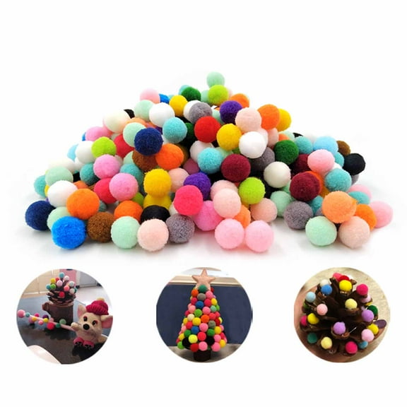 FELTECHELECTR 36Pack Colored Fuzzy Pompoms Polyester Polypropylene Round