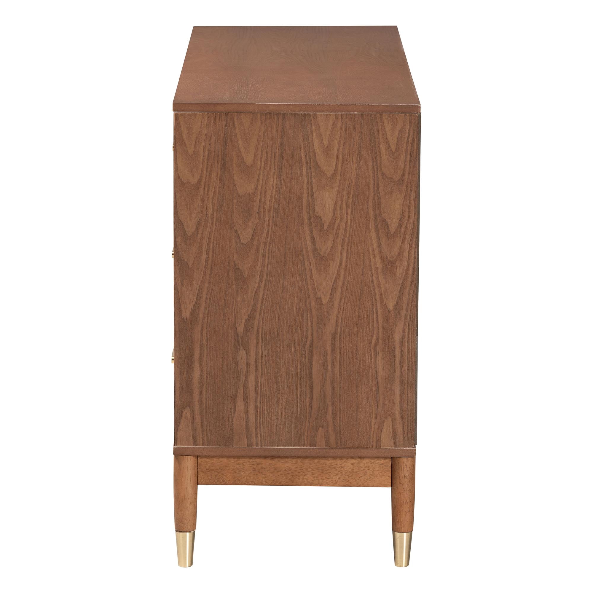 Baxton Studio Mandolin Mid-Century Dresser, 6-Drawer, Walnut Brown