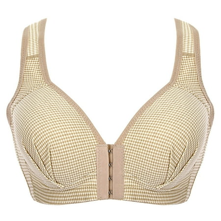 

Clearance ! Bras For Women Plus Size Women s Bra Soild Wire Free Underwear One-Piece Bra Everyday Front Buckle Underwear