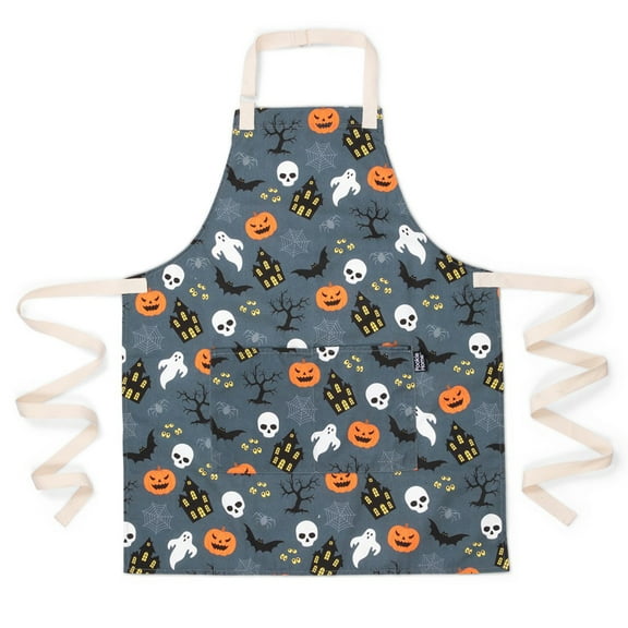 Pookie Home Spooky Halloween Apron - Full Coverage Polycotton Large Pockets - Water/Oil/Stain Resistant