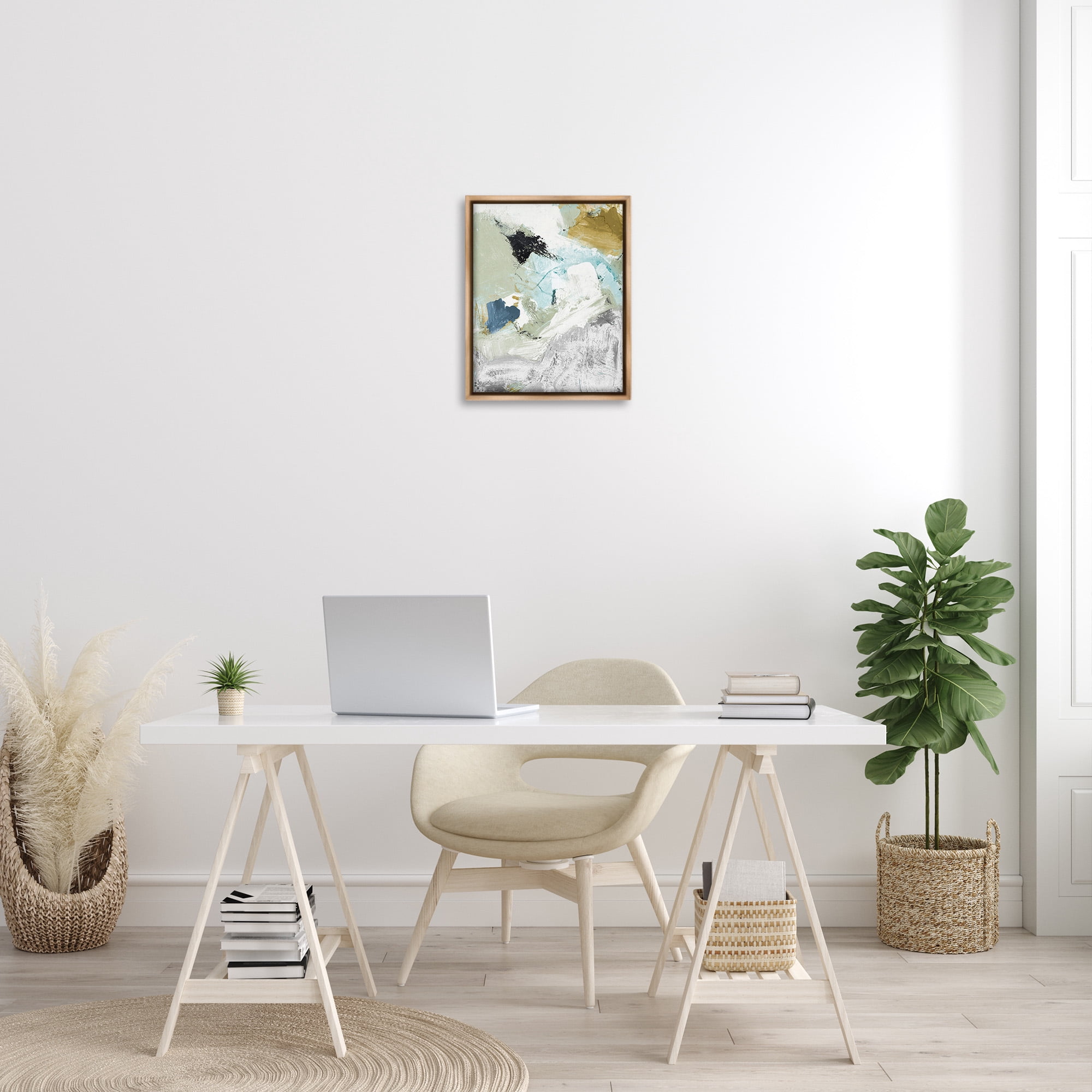 Stupell Industries Expressive Modern Pattern Abstract Painting Brown Floater Framed Canvas Art Print Wall Art, 17 x 21
