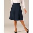 thumbnail image 3 of DARING DIVA Women's Vintage Button Decor Flared Midi Skirt XS Dark Blue, 3 of 6