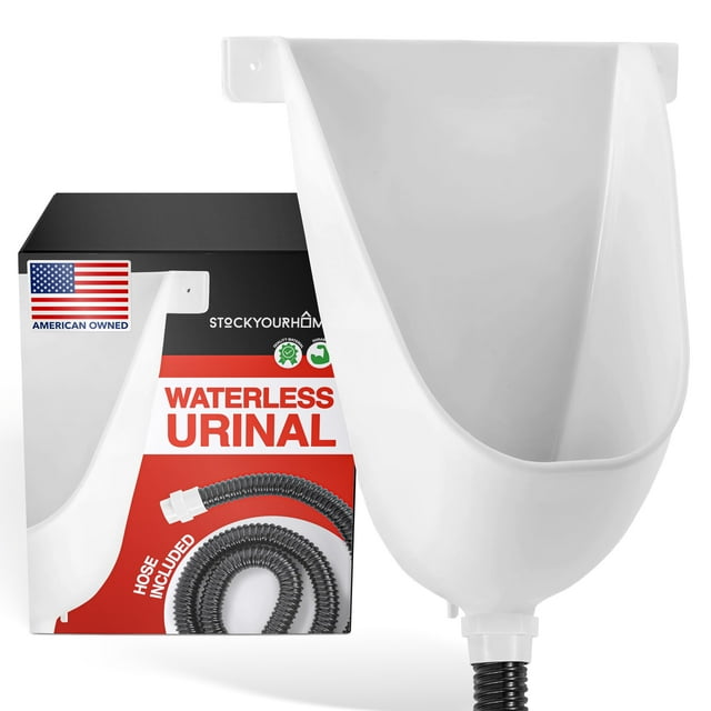 Urinario sin agua Stock Your Home para hombre, plástico blanco