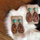 thumbnail image 3 of Pendientes de boda turquesa colgantes con gancho vintage para compromiso boho con piedras preciosas, 3 of 5