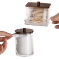 thumbnail image 3 of 2 recipientes para hisopos de baño con tapas de bambú, dispensador de hisopos de algodón de 10/7 oz, tarro organizador de boticario transparente para almacenamiento., 3 of 6