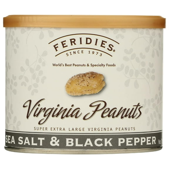 FERIDIES Sea Salt and Black Pepper Super Extra Large Virginia Peanuts 9oz Can