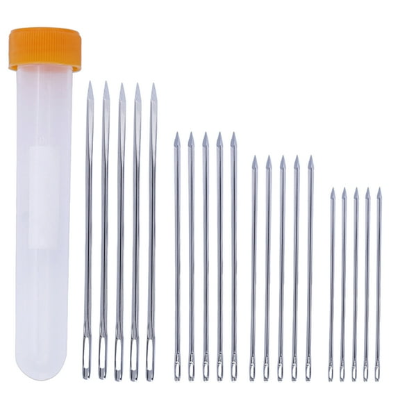 Hemoton 20PCS Triangle Leather Needles Rhombus Hand Leathercraft Needles for Leather Projects Sewing Stitch with Bottle (0.86*44/1.25*52/1.63*58/1.83*70mm）