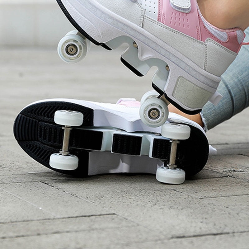 Kid Deform Roller Skate Shoes With 2/4 Wheels Runaway Parkour