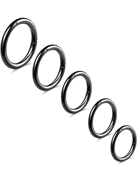 5Pcs G23 Titanium Nose Rings 16G Hinged Clicker Segment Nose Rings Hoop Lip Septum rings Multi-Color Tragus Cartilage Sleeper Earrings 6mm 7mm 8mm 9mm 10mm Hypoallergenic Nose Rings for Women Men