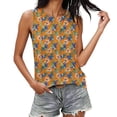 thumbnail image 2 of ITSAME Womens Tank Tops Crewneck Sleeveless Floral Print Summer Lightweight Casual Shirts Orange Size M, 2 of 6