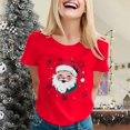 thumbnail image 2 of Christmas T Shirt for Women Xmas Satan Claus Print Short Sleeve Crew Neck Basic Tees Funny Gifts Holiday Casual Blouses, 2 of 4