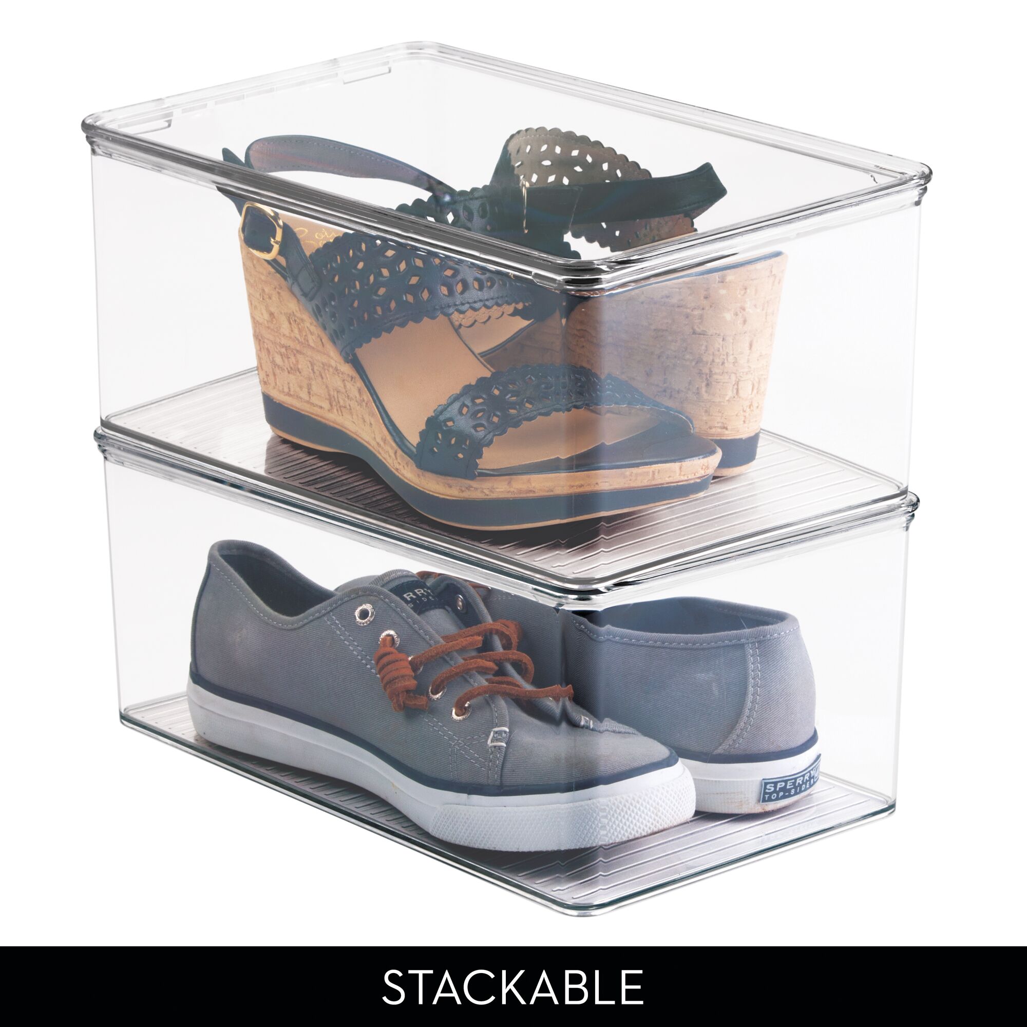 iDesign Stackable Closet Organizer Box with Lid, Recycled Plastic, Clear