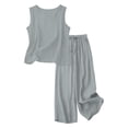 thumbnail image 4 of 2 Piece Sets for Women Summer Outfits Beach Vacation Clothes Wide Leg Crop Pants Gray S(S), 4 of 6
