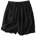 thumbnail image 2 of Shorts for Women 2026 Summer Cotton Linen Lightweight Elastic Waist Relaxed Fit Casual Shorts with Pockets, 2 of 4