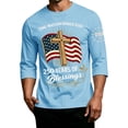 thumbnail image 3 of Havenx Men's 250th Anniversary Usa Shirt Crew Neck Three-quarter Sleeve Shirt American Flag Design Graphic Tshirts Patriotic Vintage Big and Tall Classic Tees,Light Blue S, 3 of 5
