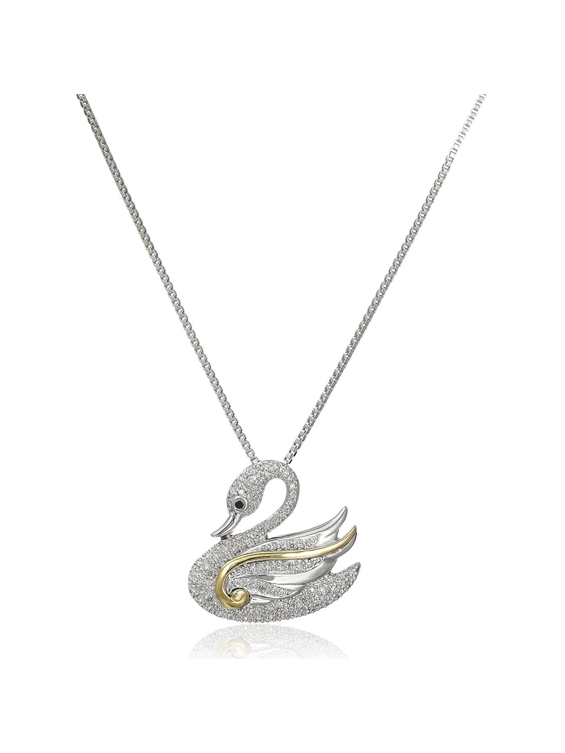 cttw Diamond Swan Pendant Necklace 