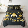 thumbnail image 2 of Feelyou Construction Truck Teen Bedding Comforter Set 7 Pieces, Cartoon Yellow Car Full Bedding Set, Vehicle Theme Reversible Fitted Sheet Flat Sheet, Lightweight Room Decor, 2 of 7