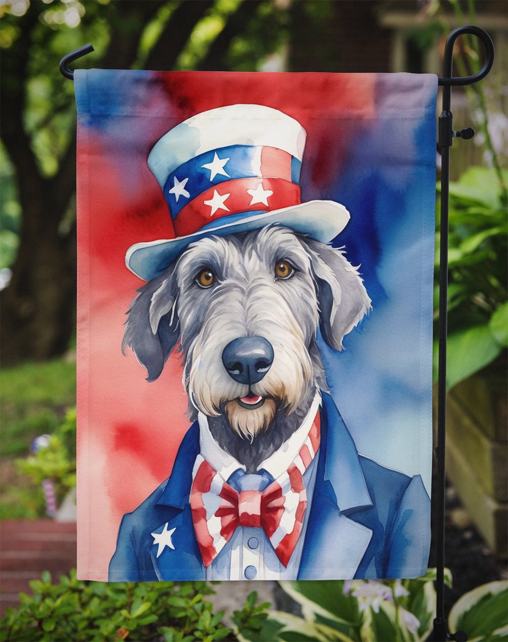 Irish Wolfhound Patriotic Garden Flag 11.25 in x 15.5 in