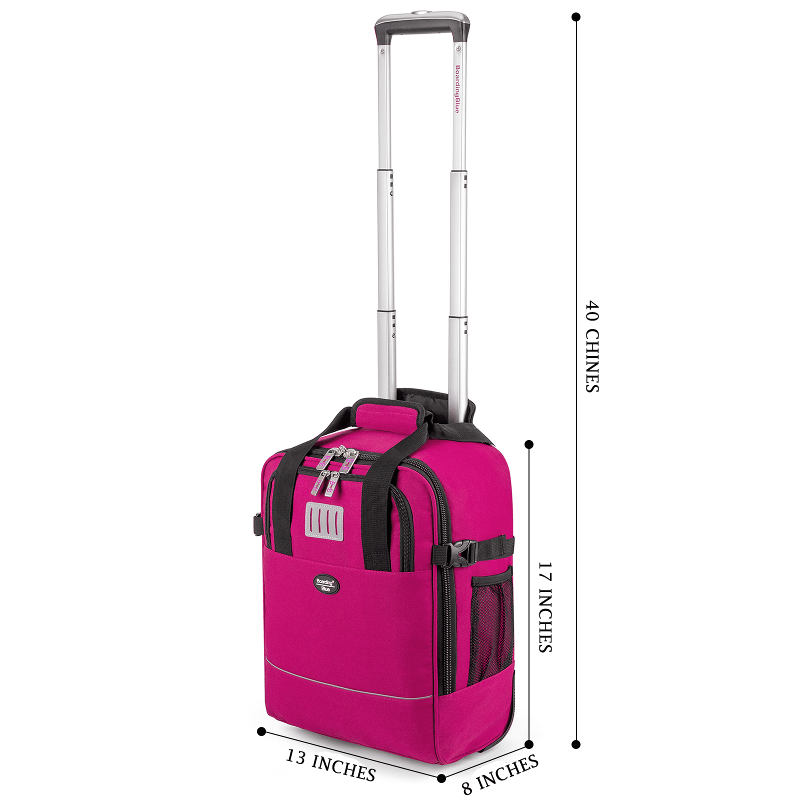 17x13x8 Inches JetBlue Airlines Rolling Personal Item Underseat Travel Bag - Suitable for Major Airlines including Spirit, Jetblue and Frontier- Duffel Bag Design (Fucsia)