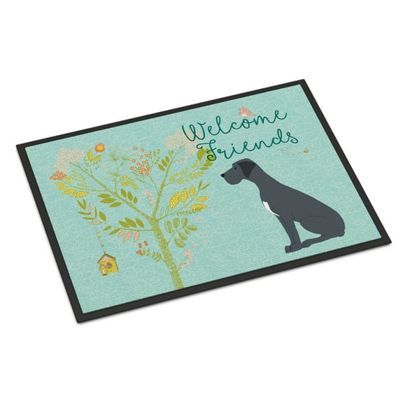 Carolines Treasures BB7587JMAT Welcome Friends Black Great Dane Doormat 24x36 36"L x 24"W multicolor
