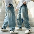 thumbnail image 6 of Coerni Boys Baggy Star Ripped Jeans Distressed Wash Denim Pants Causal Trendy Elastic Waist Active Jean Sweatpants, 6 of 9
