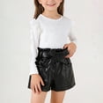 thumbnail image 1 of Conjuntos de blusas y camisas de cuello redondo y manga larga para niña Top de manga larga con cuentas de color liso con bolso abierto de cuero Pantalones cortos Cinturón Conjunto de tres piezas Conju, 1 of 9