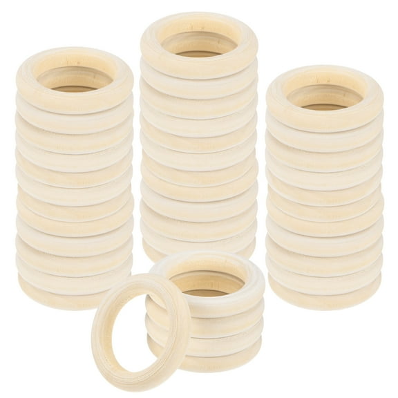 Uxcell 100-Pack Unfinished Wood Rings, 40 mm Natural Wooden Rings for Macrame Jewelry Making/DIY Crafts