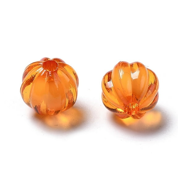 100 pc Autumn Theme Transparent Acrylic Beads Bead in Bead Round Pumpkin Orange Red 3/8 inch(10mm) Hole: 2mm Acrylic