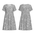 thumbnail image 3 of Bixox Robe d'Été à Manches Courtes pour Femmes Robe Ample Longueur Genou avec Poches-GlitterSilver, 3 of 7