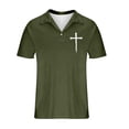 thumbnail image 4 of Aobny T Shirts for Men Easter Cross Button Up Polos Big & Tall Collared Short Sleeve Summer Shirts for Men,Green,S, 4 of 5
