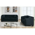 thumbnail image 2 of 2-Piece Modern Chesterfield Velvet 3-Seater Sofa, Upholstered Couch with 4 Pillows, Leisure Lounge Sofa for Living Room, Bedroom, Apartment, Office, Black, 2 of 9
