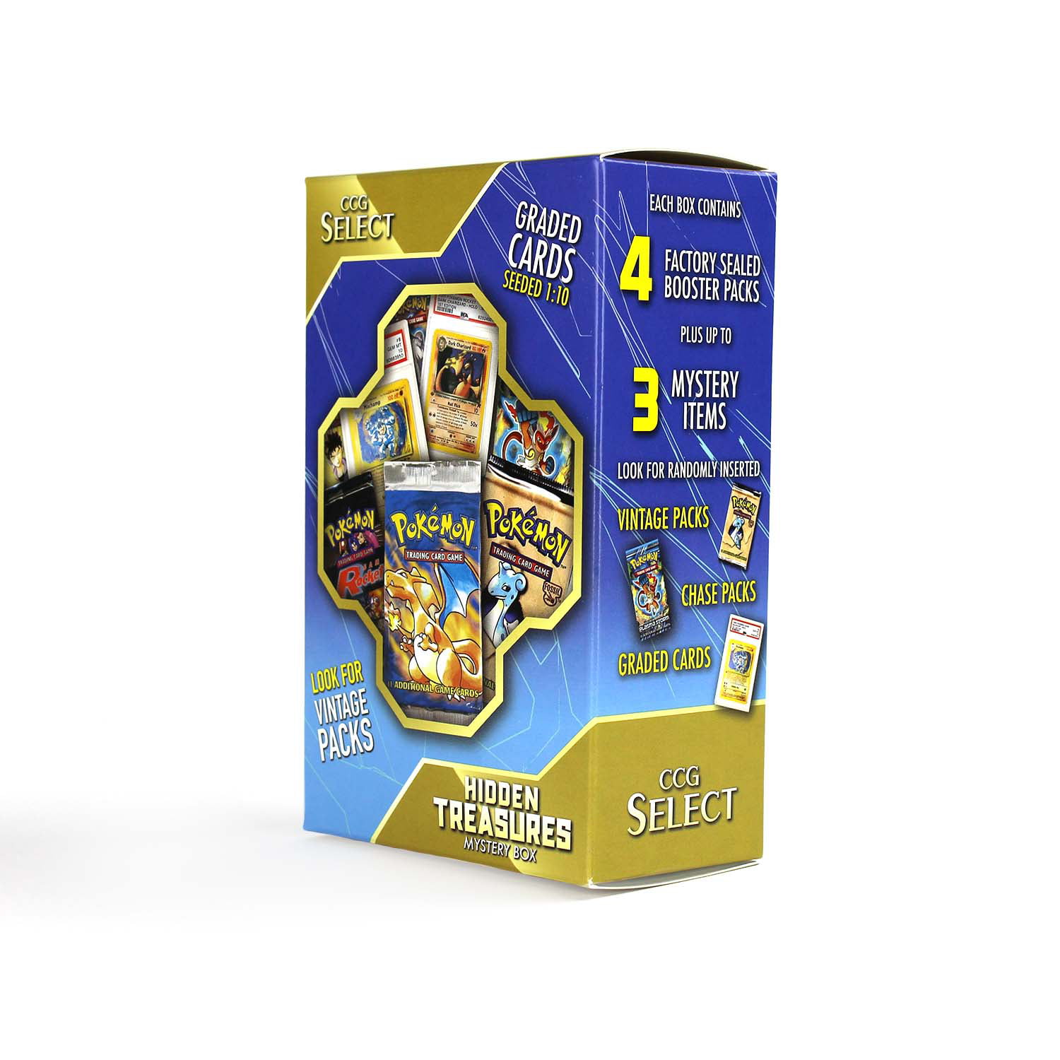 CCG Select | Hidden Treasures Mystery Box | 4 Booster Packs + Bonus Items |  Compatible with Pokemon Cards