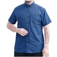 thumbnail image 2 of WREESH Men's Business Fashion Button Down Shirts Turndown Collar with Pocket and Short Sleeve Solid Color Pocket Button Collar Shirt Dark Blue, 2 of 9