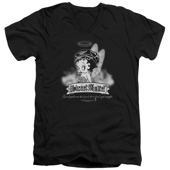 Betty Boop Street Angel S/S Adult V-Neck T-Shirt Black