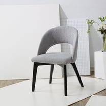 SAFAVIEH Couture Rowland Mid-Century Linen Solid Dining Chair, Grey/Black