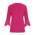thumbnail image 4 of iHengLiXing Spring Plus Size Tops for Womens Dressy Casual Fashion Women Summer 3/4 Sleeve Cardigan Solid Color Casual Blouse Pink XL, 4 of 5