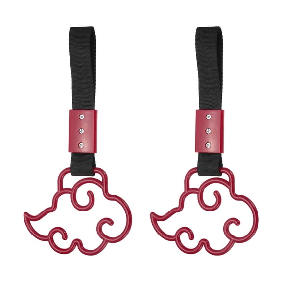 Uxcell 2 Pcs Car Handle Ring, Cloud Shaped Car Handle Strap Bumper Warning Ring Drift Charm Accessory for Bus Interior Exterior Decoration Bicycle Train, Red Black Band