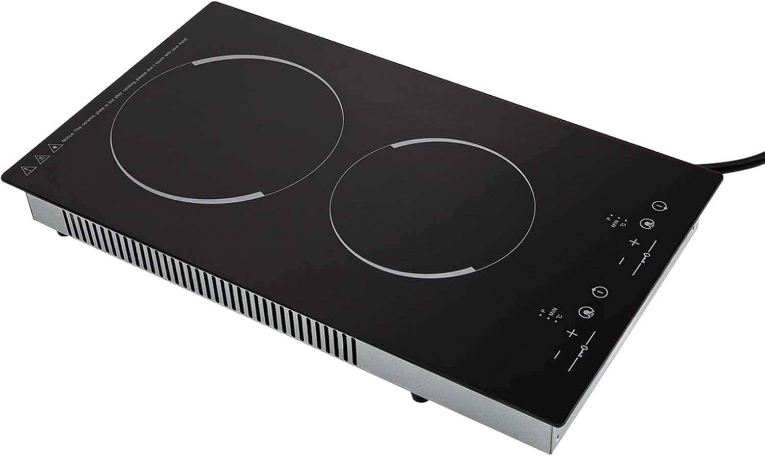 1500W Electric Cooktop Electric Stove Top with LED Display 110V Intelligent Control Built-in Cooktop 9 Heating Level Sensor Touch Control for Kitchens (2 Burners)