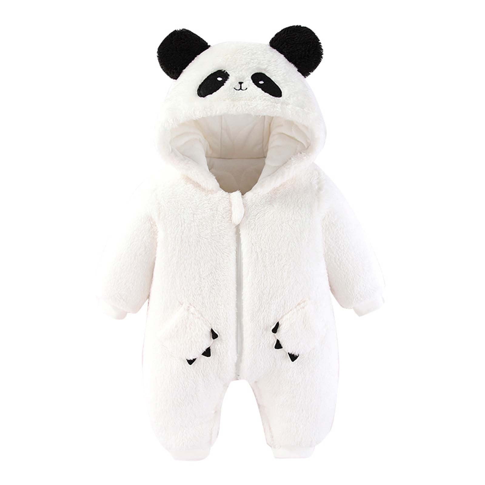 Hicidod Baby Snowsuit Cute Cartoon Bear Ears Hooded Toddler Rompers Winter Hooded Zipper Fleece Thicken Warm Jumpsuit