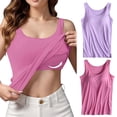 thumbnail image 2 of Womens Cotton Camisole Adjustable Camisole With Frame Bra Stretch Undershirt, 2 of 6